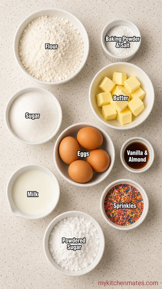 Soft and Fluffy Vanilla Sprinkle Cake Ingredients