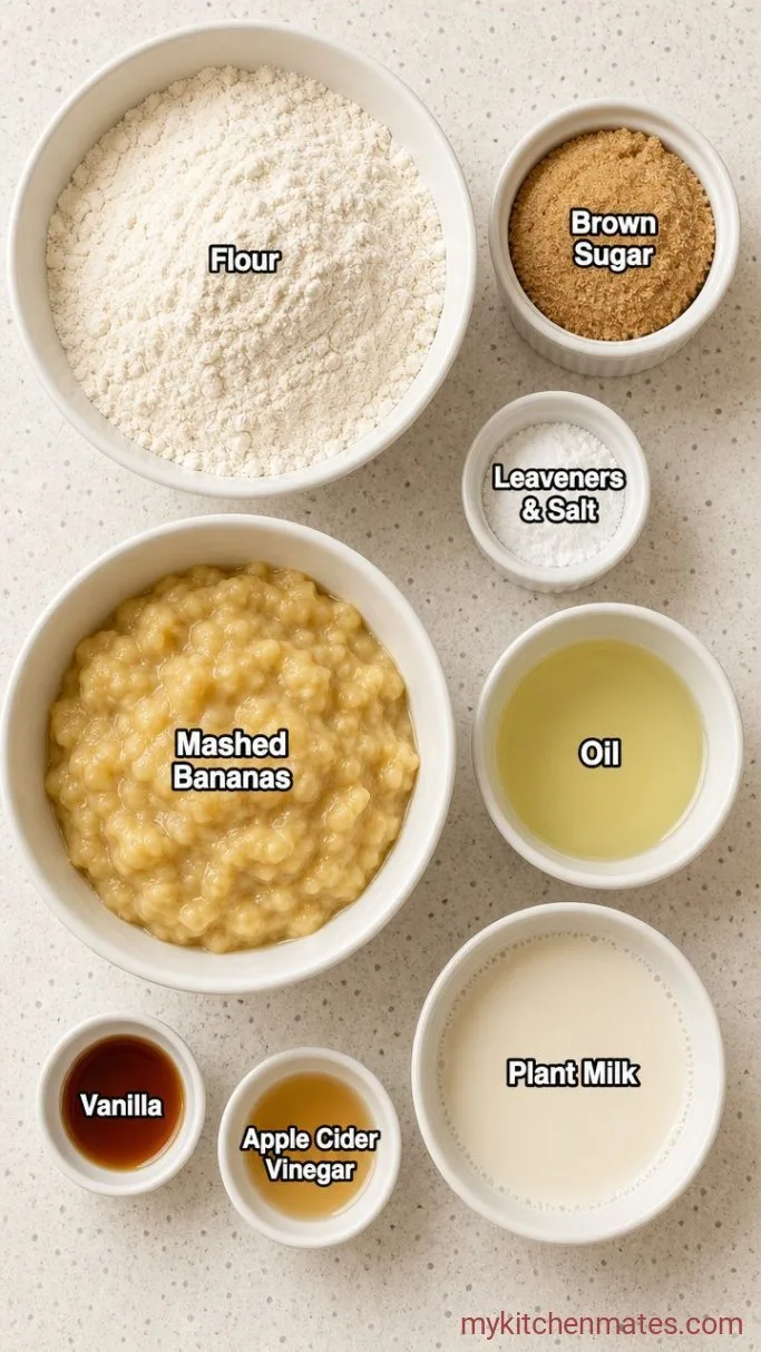One-Bowl Vegan Banana Muffins Ingredients