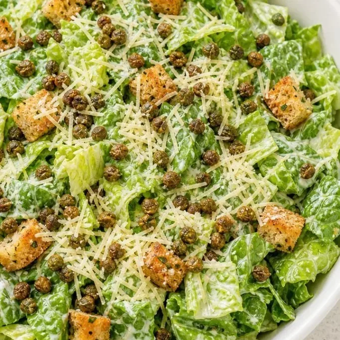 Creamy Vegan Caesar Salad with Crispy Capers Vegan Caesar Salad