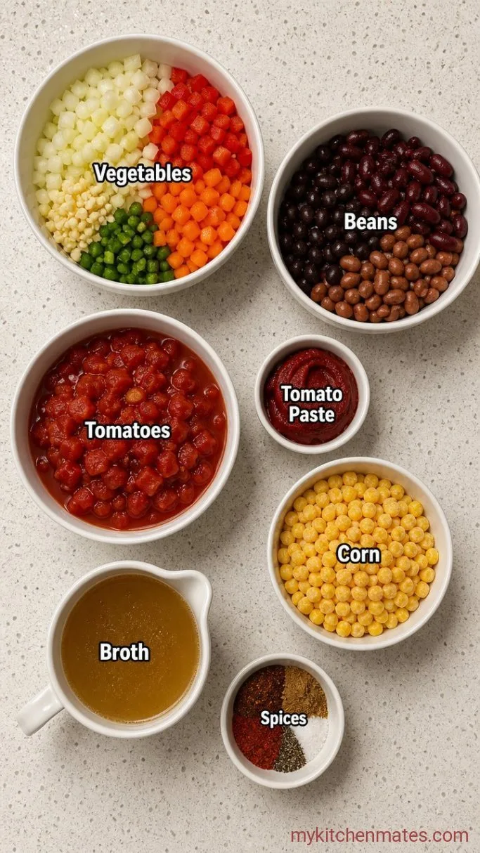 Dump-and-Go Vegan Chili in the Crockpot Ingredients