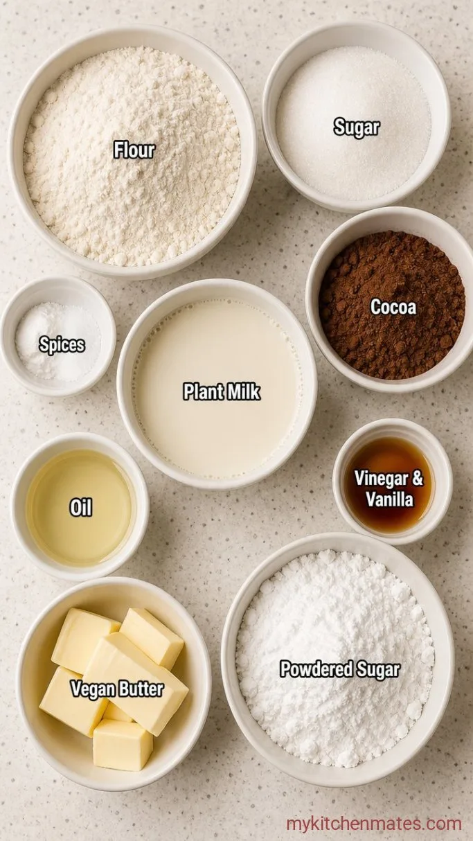 One-Bowl Vegan Chocolate Cupcakes Ingredients