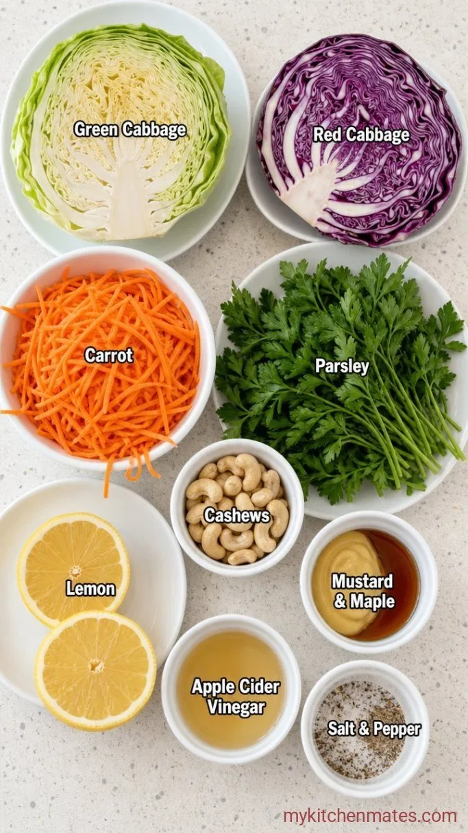 Creamy No-Mayo Vegan Coleslaw Ingredients