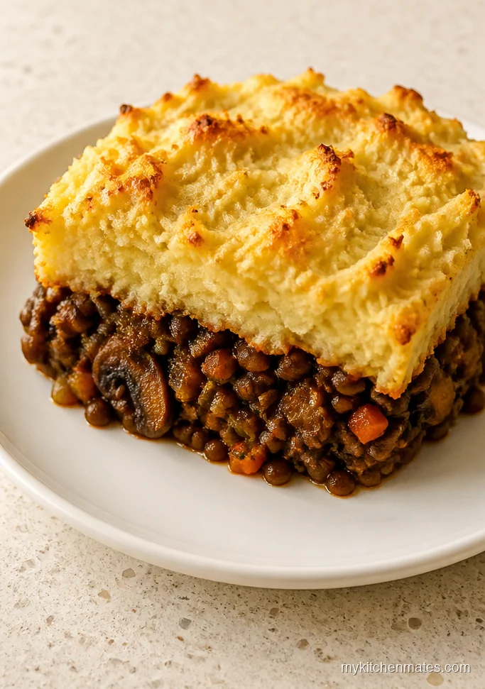 Vegan Lentil Mushroom Shepherd's Pie Casserole