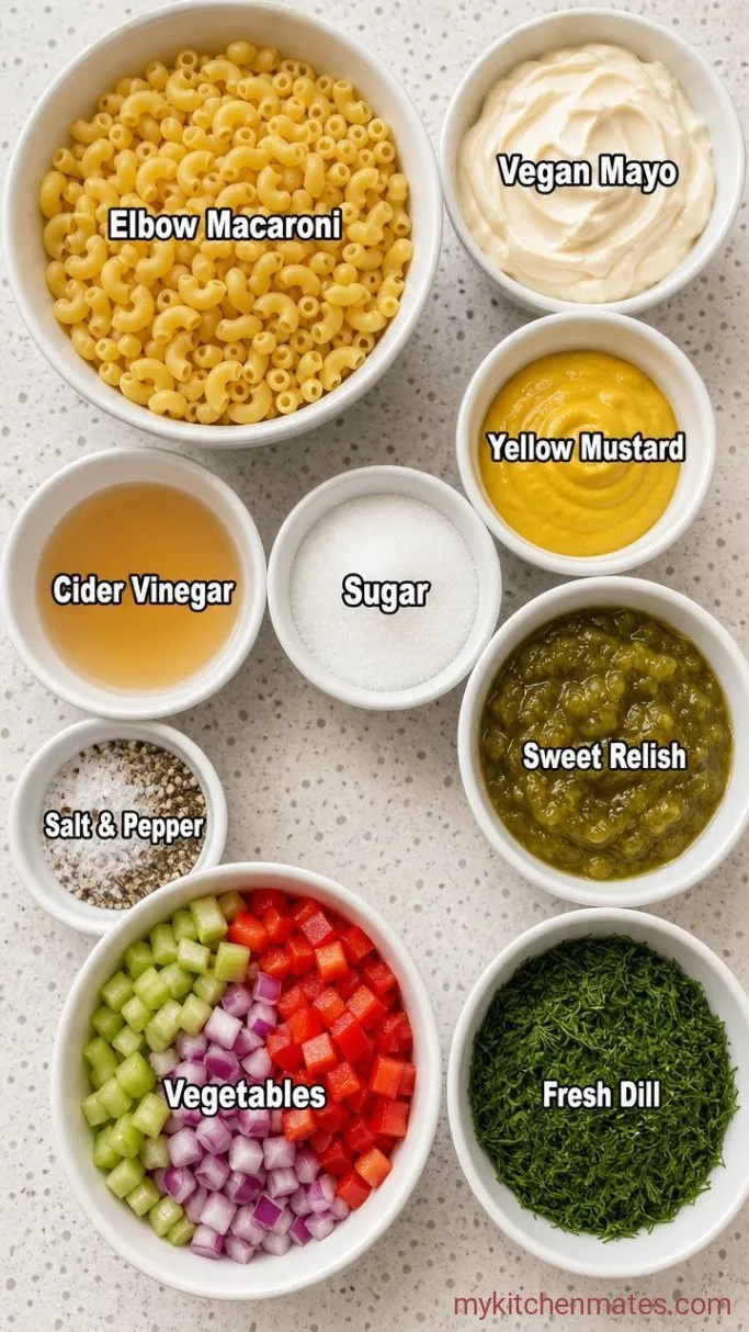 Creamy Vegan Macaroni Salad Ingredients