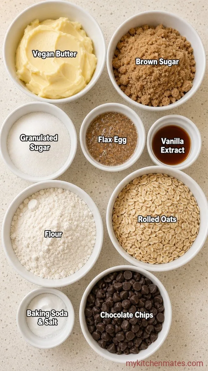 Chewy Vegan Oatmeal Chocolate Chip Cookies Ingredients