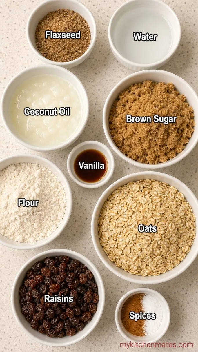 Soft and Chewy Vegan Oatmeal Cookies Ingredients