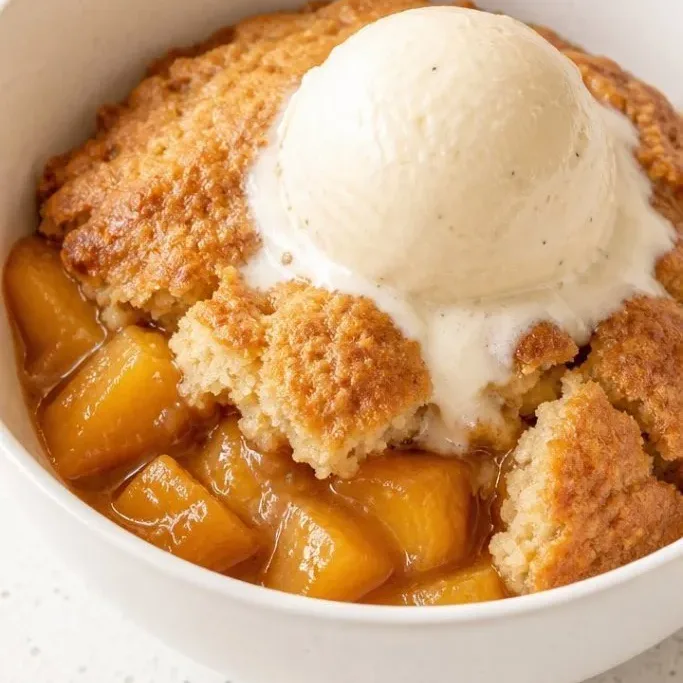 Easy Vegan Peach Cobbler with Fluffy Biscuit Topping Vegan Peach Cobbler