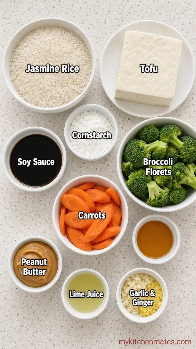 Sheet Pan Vegan Rice Bowl with Creamy Peanut Sauce Ingredients