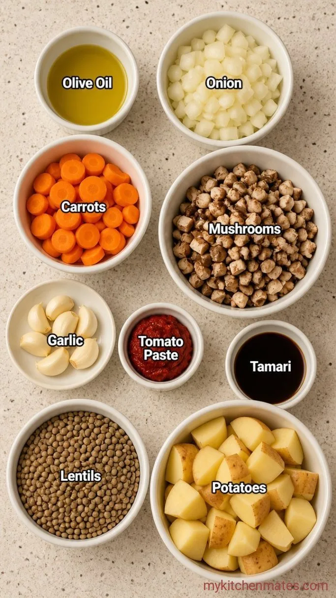 Hearty Vegan Shepherd’s Pie with Lentils and Mushrooms Ingredients