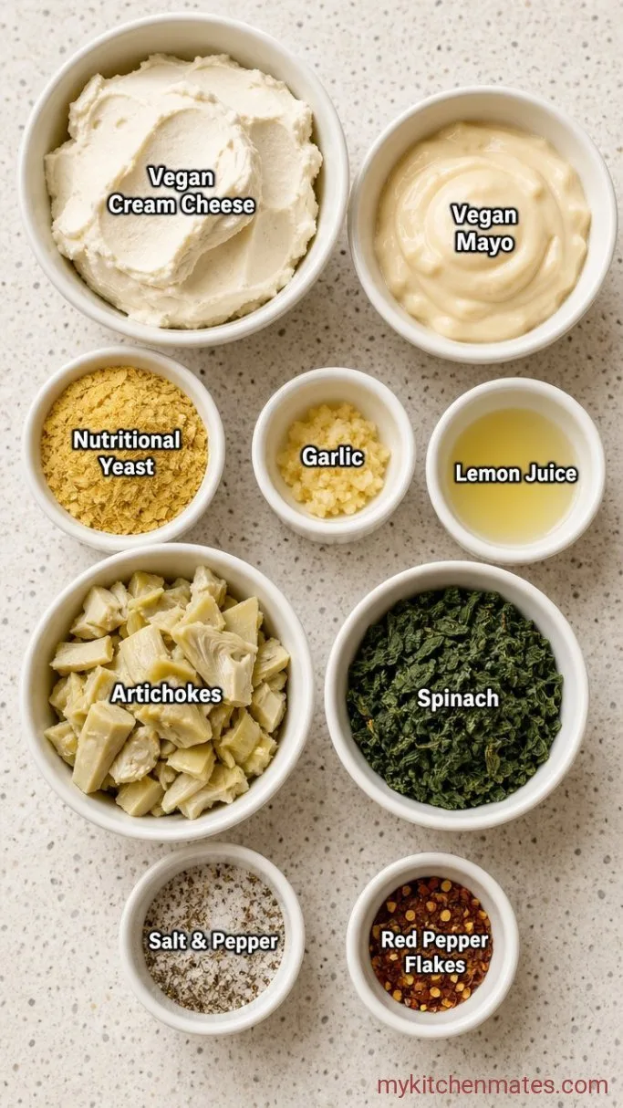 Easy Vegan Spinach Artichoke Dip (Baked in 25 Minutes) Ingredients