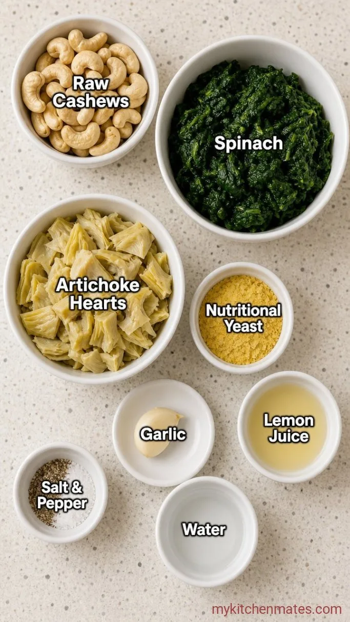 Creamy Vegan Spinach Dip in 10 Minutes Ingredients