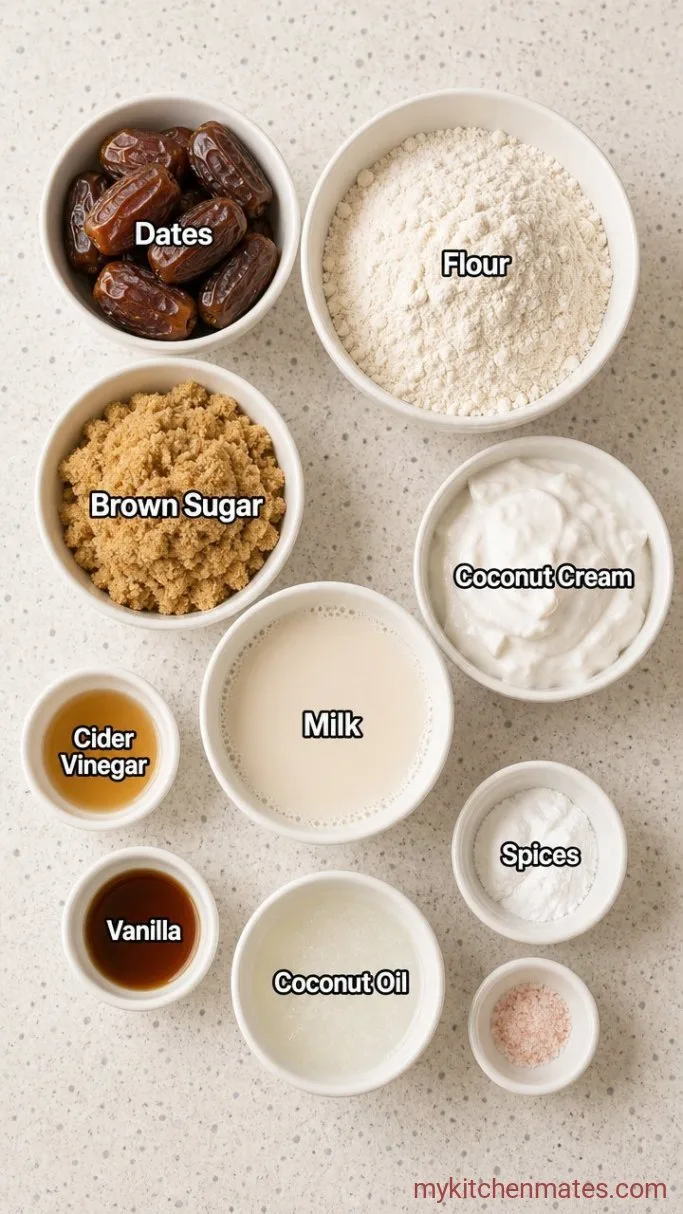 Rich Vegan Sticky Toffee Pudding Ingredients