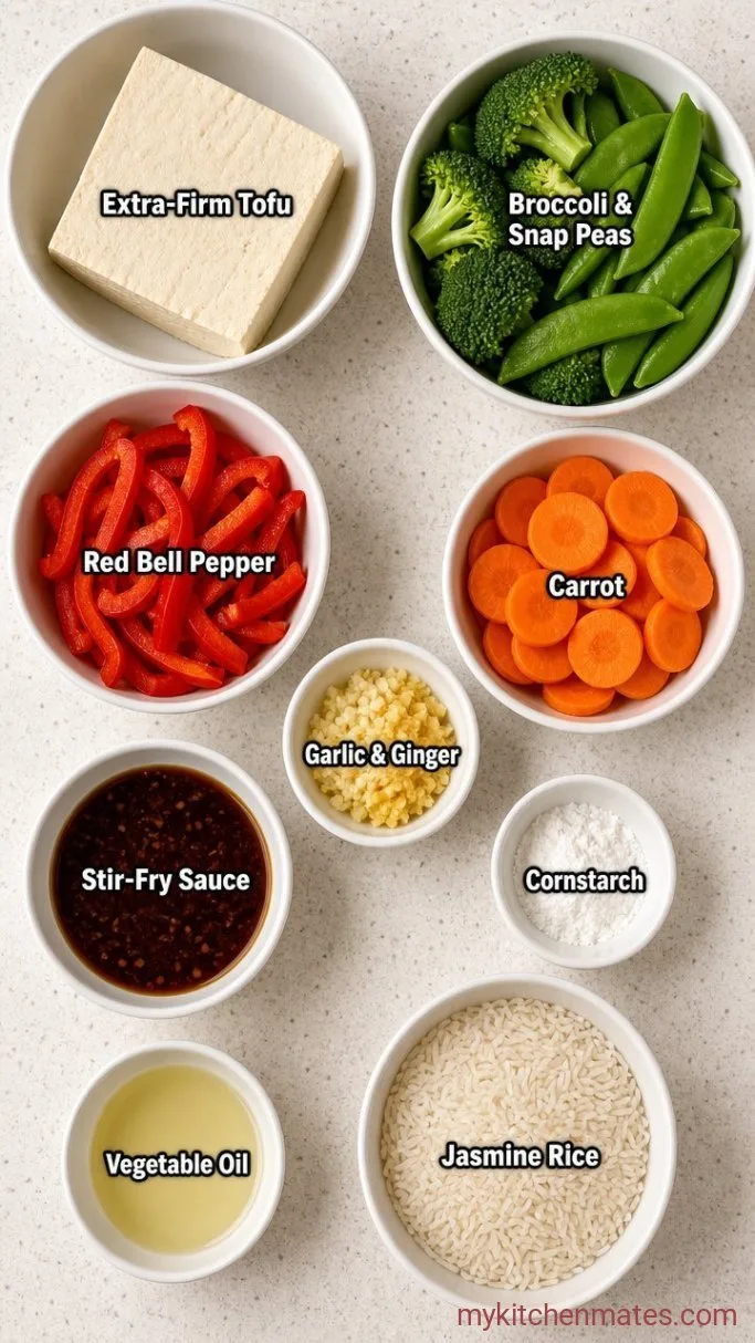 Quick Vegan Stir Fry with Crispy Tofu Ingredients