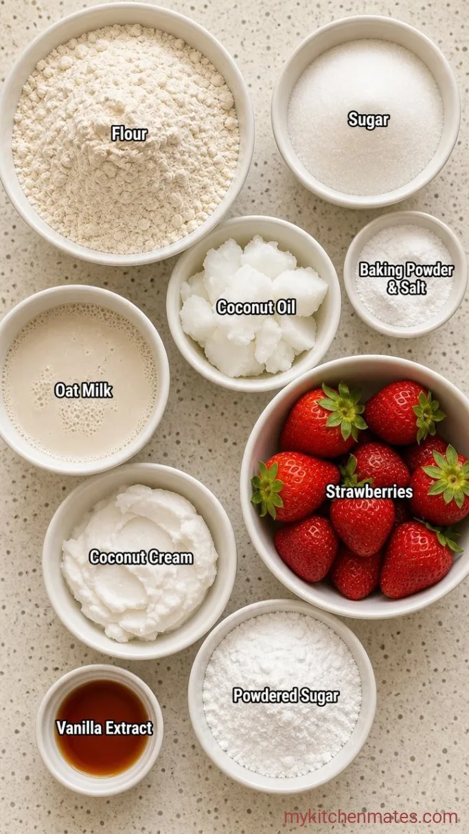 Fluffy Vegan Strawberry Shortcake with Coconut Whipped Cream Ingredients