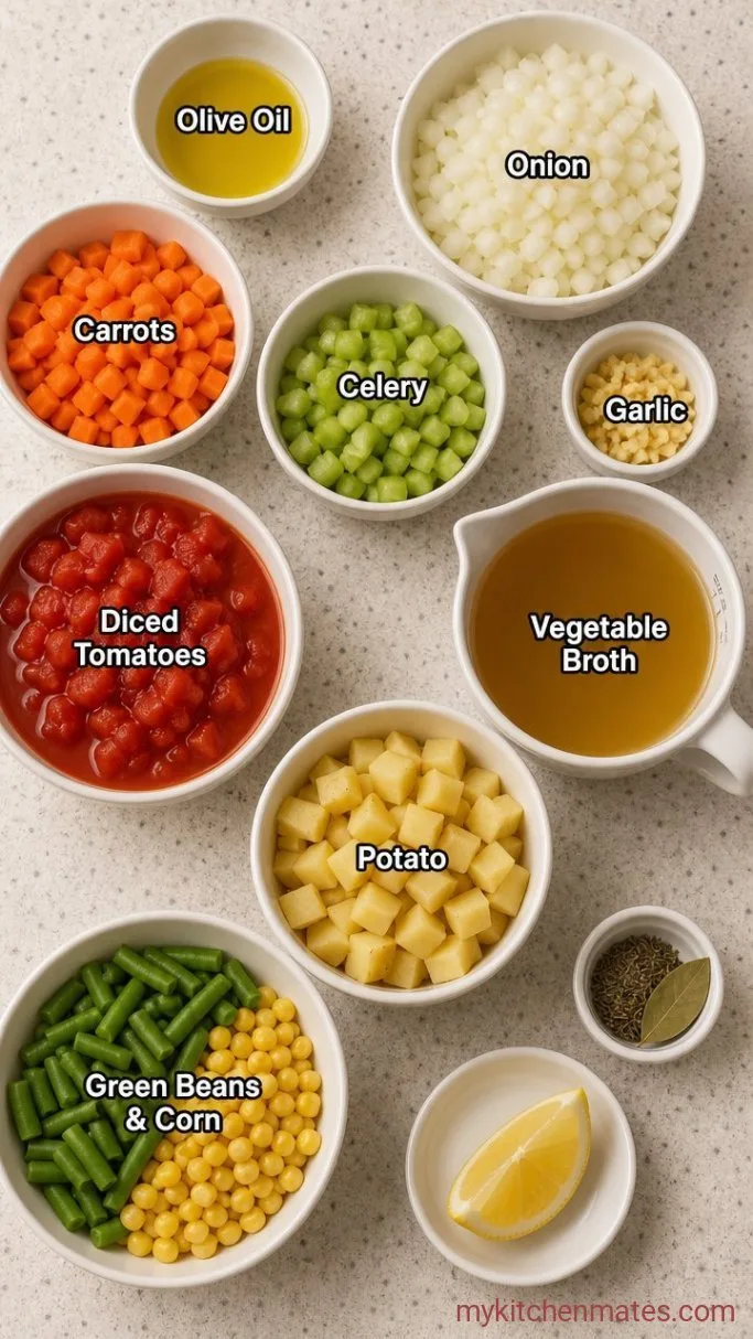 Quick 30-Minute Vegan Vegetable Soup Ingredients