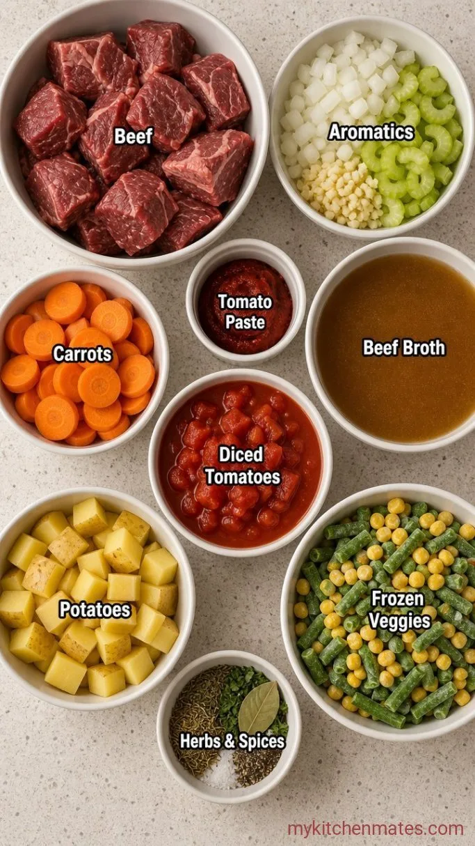 One-Pot Vegetable Beef Soup for Chilly Weeknights Ingredients