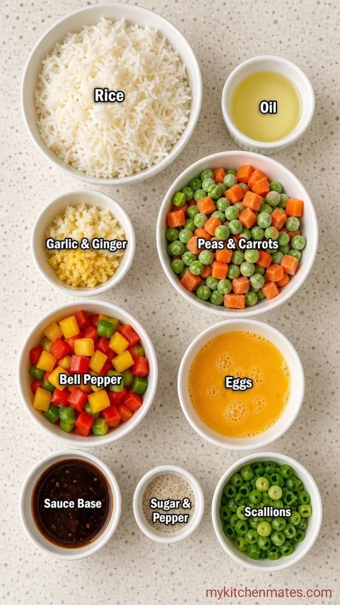 15-Minute Vegetable Fried Rice (Crispy, Flavorful, and Fast) Ingredients