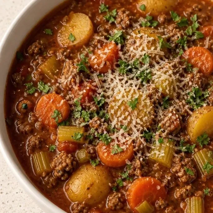 Vegetable Soup with Ground Beef