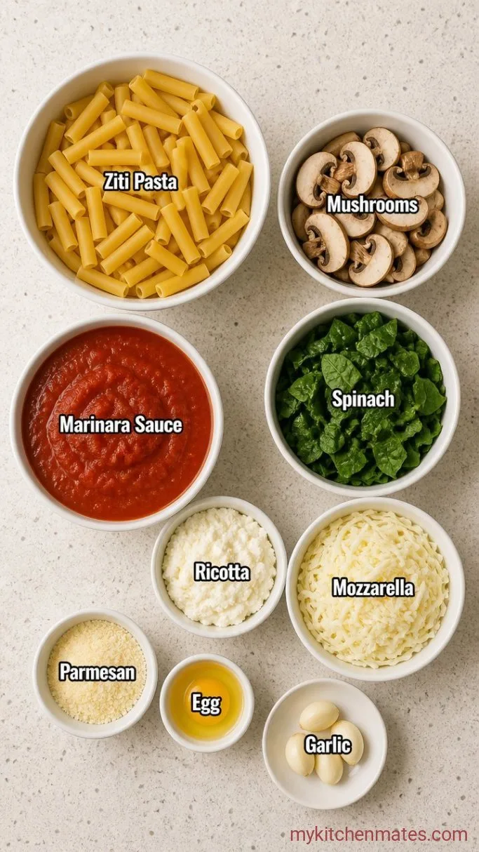 30-Minute Vegetarian Baked Ziti Ingredients