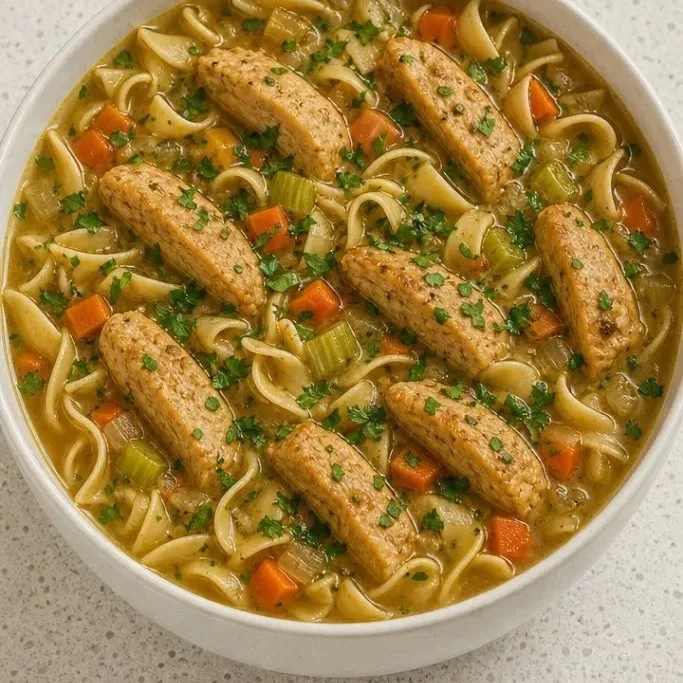 Vegetarian Chicken Noodle Soup