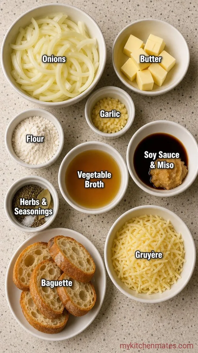 Deeply Savory Vegetarian French Onion Soup Ingredients