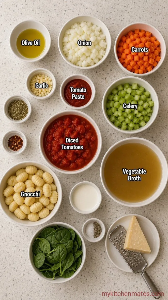 30-Minute Creamy Vegetarian Gnocchi Soup Ingredients