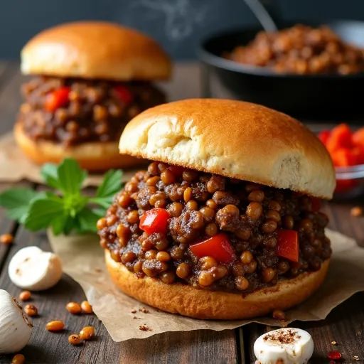 Vegetarian Lentil and Mushroom Sloppy Joes