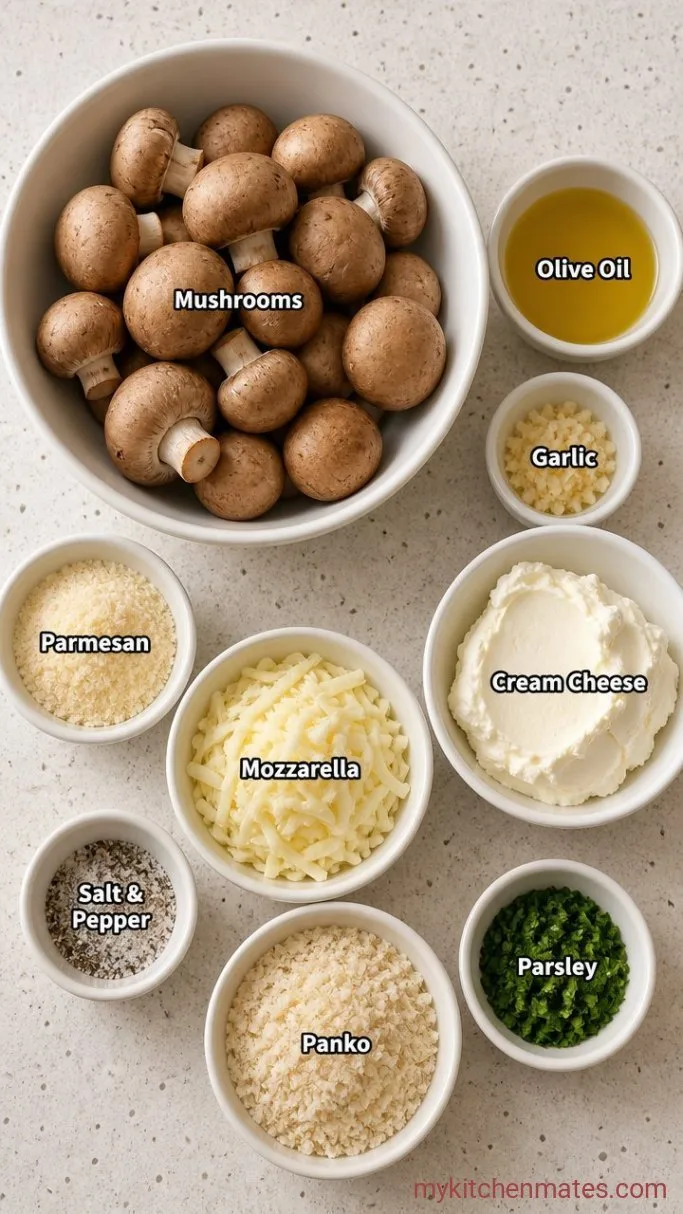 Easy Cheesy Vegetarian Stuffed Mushrooms Ingredients