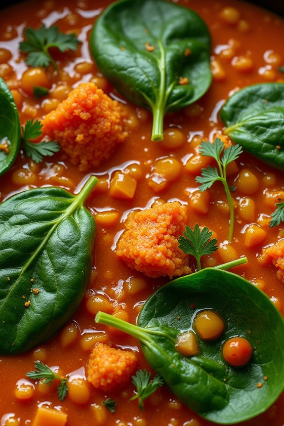 vegetarian lentil spinach dish