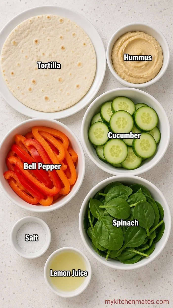 No-Cook Veggie Hummus Wrap Ingredients