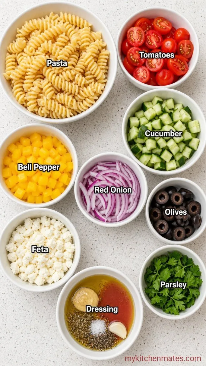Easy Veggie Pasta Salad (Ready in 20 Minutes) Ingredients