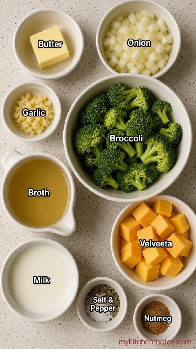 Creamy Velveeta Broccoli Cheese Soup in 30 Minutes Ingredients