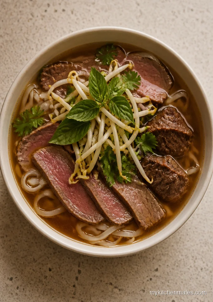 Vietnamese Style Beef Pho Noodle Soup