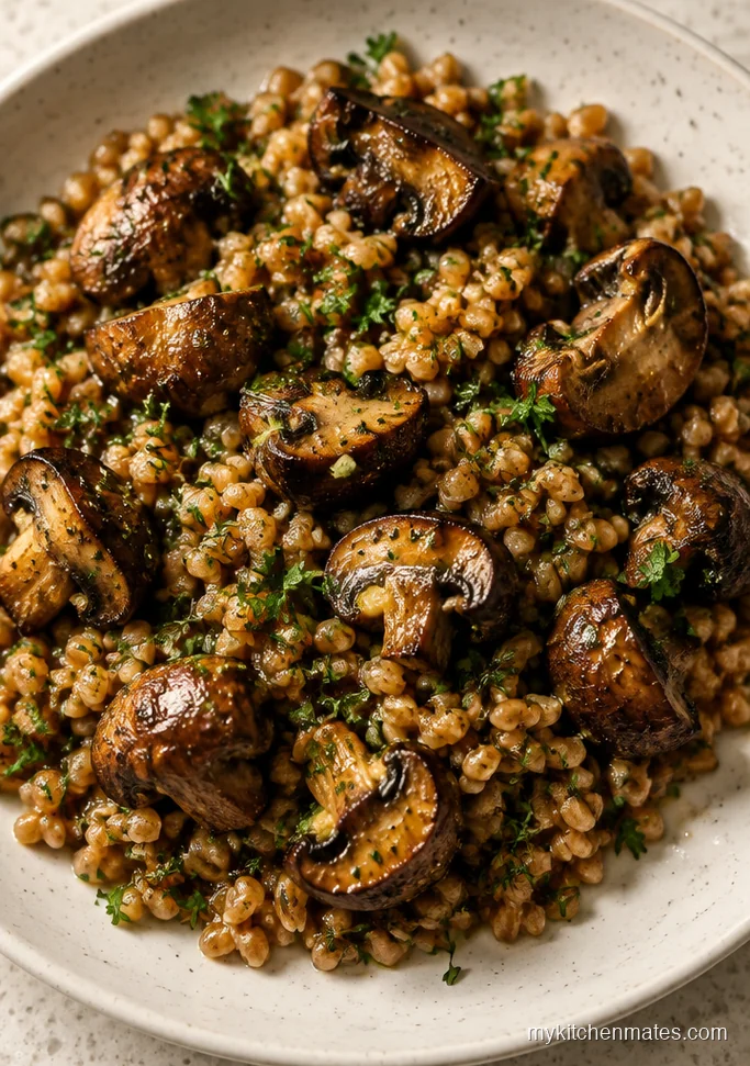 Warm Farro Salad With Roasted Mushrooms