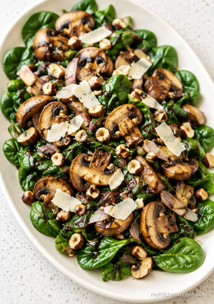 Warm Mushroom and Spinach Salad