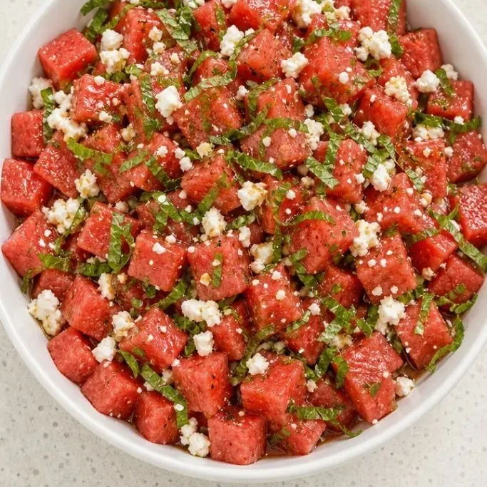 Quick Watermelon Feta Salad with Mint Watermelon Feta Salad