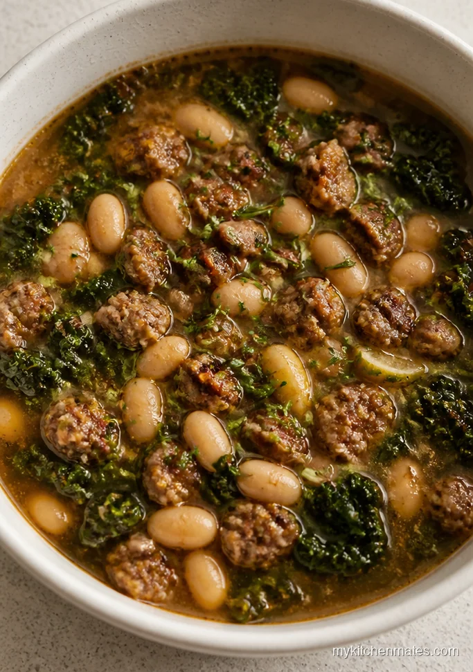 White Bean Kale Soup with Chicken Sausage