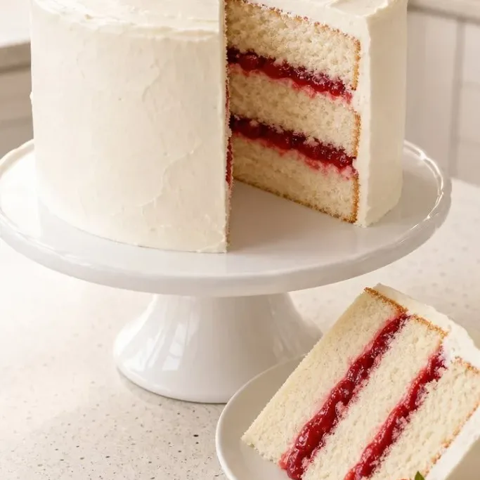 White Cake With Strawberry Filling
