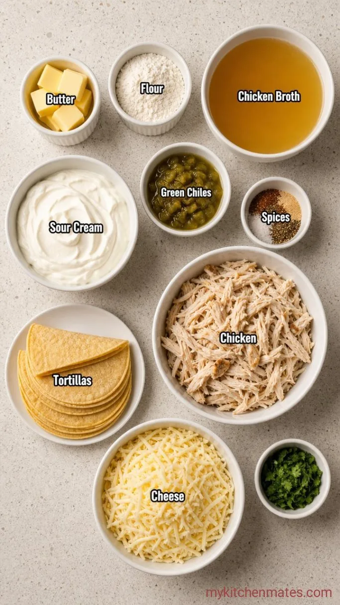 Creamy White Chicken Enchilada Casserole Ingredients