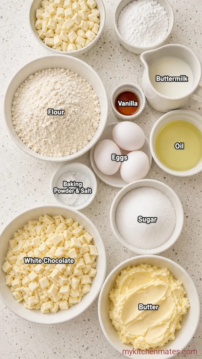 Moist White Chocolate Cake from Scratch Ingredients