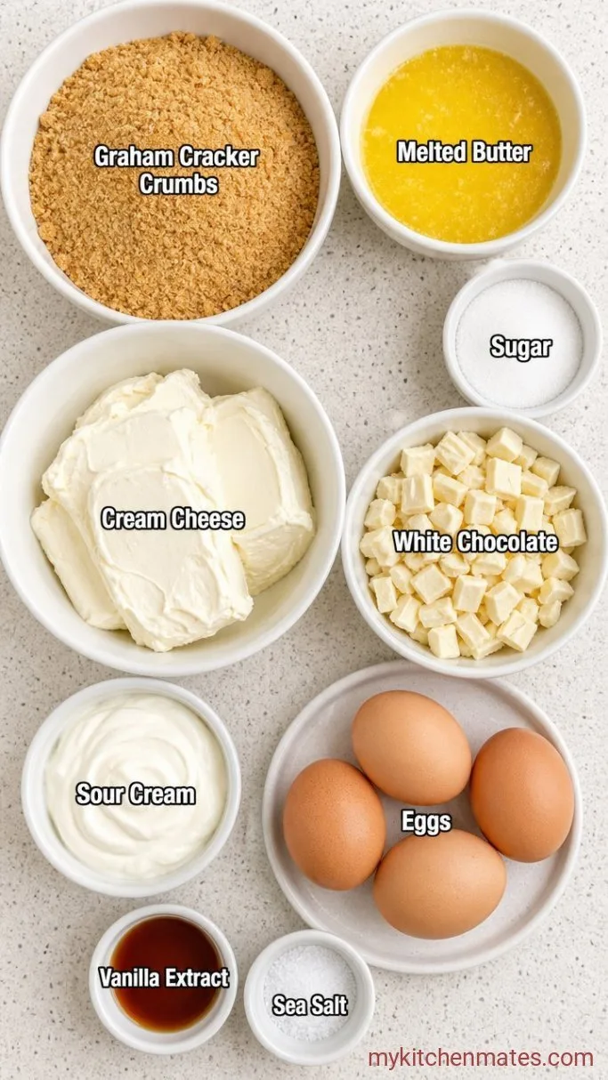 Silky White Chocolate Cheesecake (No Water Bath) Ingredients
