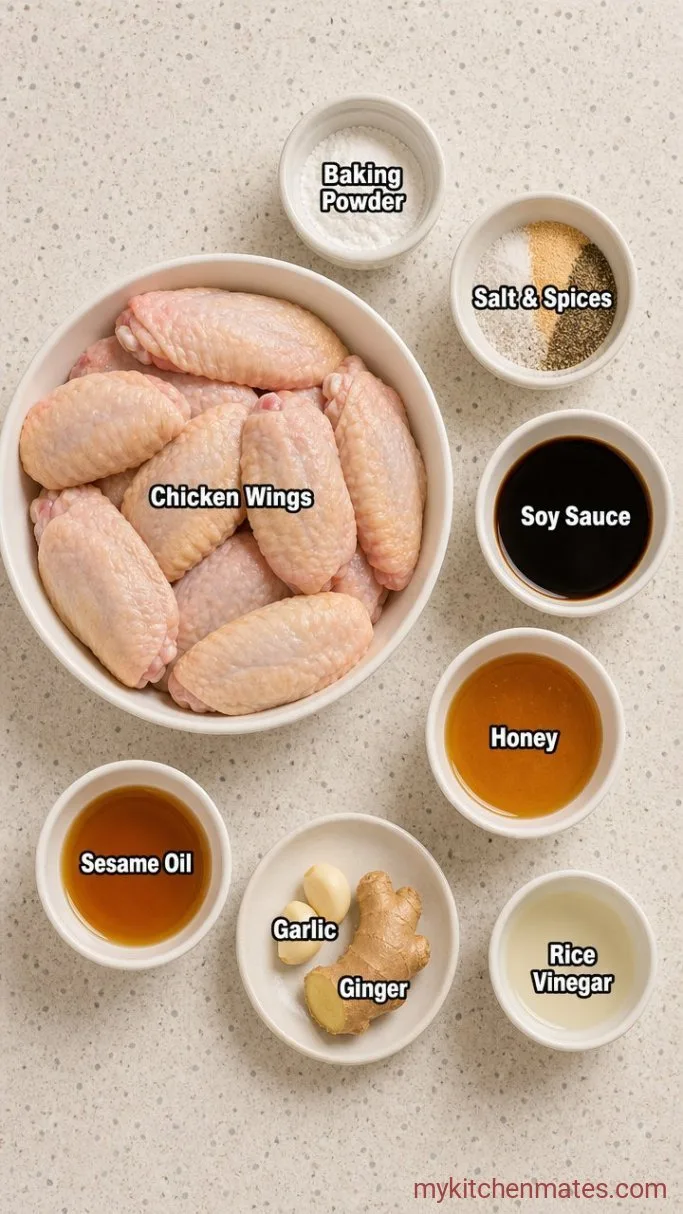 Crispy Baked Whole Chicken Wings with Soy-Garlic Glaze Ingredients
