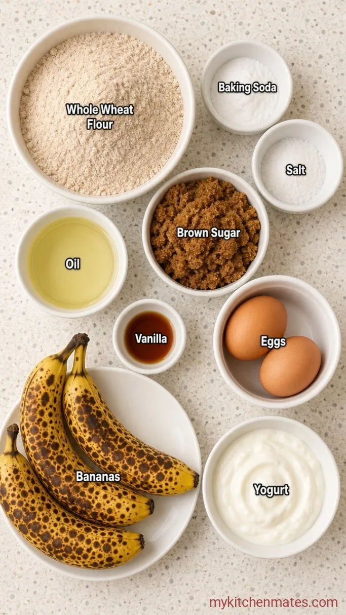 One-Bowl Whole Wheat Banana Bread Ingredients