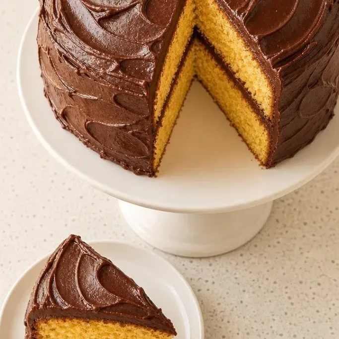 Yellow Cake With Chocolate Frosting