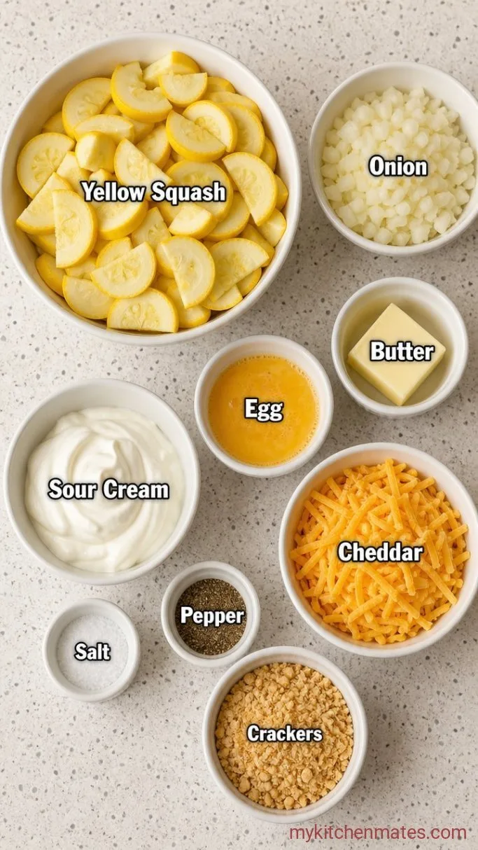 Old-Fashioned Cheesy Yellow Squash Casserole Ingredients