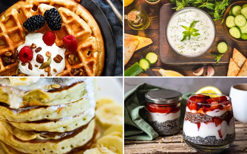 25 Protein-Packed Yogurt Breakfast Bowls You’ll Want Every Day yogurt-breakfast-ideas collage
