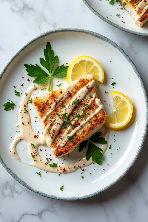 za atar swordfish with tahini