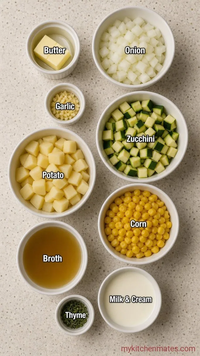 Creamy Zucchini Corn Chowder Ingredients