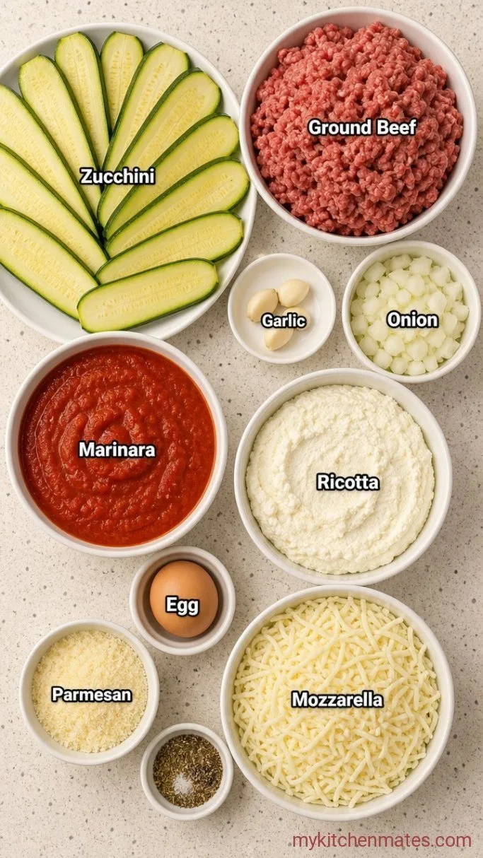 Cheesy Zucchini Lasagna Bake (No Noodles) Ingredients