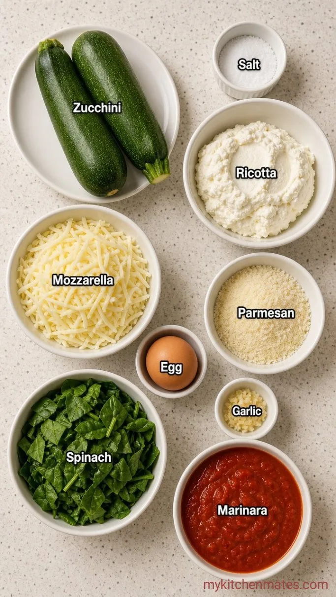Cheesy Zucchini Lasagna Roll Ups (No Pasta, All Comfort) Ingredients